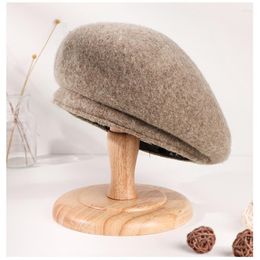 Berets Solid Colour Beret With Large Head Wide Brim Woollen Hat Korean Version Everything Knitted Pumpkin Japanese Warm Winter Cap