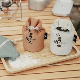 Storage Bags Outdoor Camping Food Rice Bag Filler Cap Wooden Buckle Drawstring Not Easy To Sprinkle 1kg Large Capacity Canvas