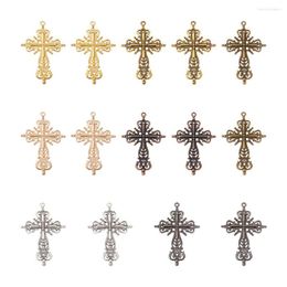 Pendant Necklaces 28pcs/Set Hollow Alloy Cross Big Pendants Religion Theme Cadmium Lead Free Mixed Colour Charms For Jewellery Making DIY