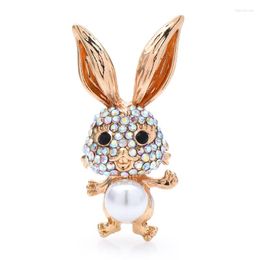 Brooches Wuli&baby Rhinestone For Women Men Pearl Lovely Party Office Brooch Pin Gifts