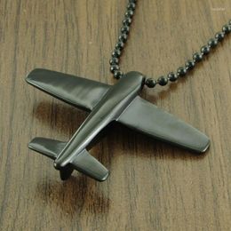 Pendant Necklaces Vintage 316L Stainless Steel Black Plated Aeroplane Model Pendants Air Plane Aircraft Choker Necklace