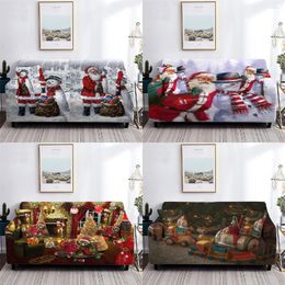 Chair Covers Christmas Style Seat For Home Sofa Santa Claus Pattern Cover With Elastic 4 Retractable And Reclining Sofas