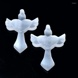 Decorative Figurines 1PC Natural Selenite Cross Plate Rough Carved Quartz Crystal Grid Fengshui Mineral Chakra For Home Decor Healing Gift