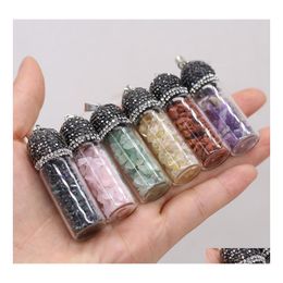 Arts And Crafts Bottle Reiki Healing Gravel Green Aventurine Natural Stone Charms Rose Quartz Crystal Pendant Diy Necklace Women Fas Dhyht