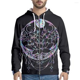 Men's Hoodies Black Oversized For Male Witchy Moom 3D Printing Zipper Pullover Long Sleeve Casual Sweatshirts Sudaderas Con Capucha