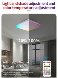 LED Square Ceiling Lights RBGCW 24W Recessed Ceiling Light with Remote Control Dimmable for Bedroom Kids Room Party Corridor suspended fixtures
