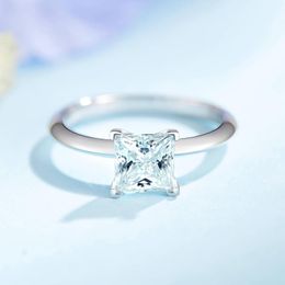 Cluster Rings Ainan 925 Sterling Silver D Colour Princess Cut Moissanite Ring Pass Diamond Test For Women Fine Jewellery