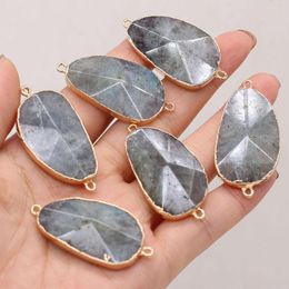 Charms Natural Stone Pendant Flash Labradorite Connector For DIY Jewellery Making Necklace Bracelet Earrings Gift