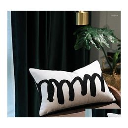 Pillow Case Nordic Embroidery Back Support Cushion Er Chair Car Seat Waist Living Room Decorative Home Office Decor 25X45Cm Drop Del Dhr3P