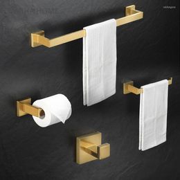 Bath Accessory Set Brushed Gold Bathroom Hardware Robe Hook Towel Rail Bar Rack Shelf Tissue Paper Holder Accessories