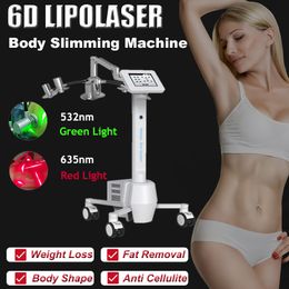 New 6D Lipo Laser Slimming Machine Weight Reduction Fat Removal Anti Cellulite Body Shape 532nm 635nm 8 Inch Touch Screen Beauty Equipment Salon Home Use