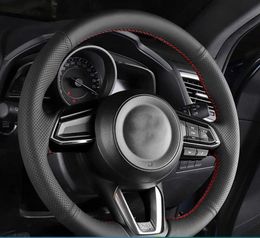 Customised Car Steering Wheel Cover Non-Slip Leather Car Accessories For Mazda 3 Axela 2017-2018 Mazda 6 Atenza CX-3 CX-5 CX-9