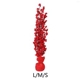 Decorative Flowers Artificial Red Berry Tree Stems Flower Arrangement For Christmas Party Holiday Table Centrepiece Year Ornaments