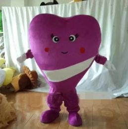 Factory sale Purple Heart Mascot Costumes Fancy Party Dress Cartoon Character Outfit Suit Adults Size Carnival Easter Advertising Theme Clothing