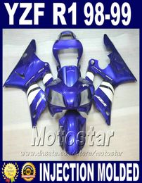 Molde de injeção para 1998 1999 Kits de carenagem Yamaha R1 Blue Branco 98 99 YZF R1 FATINGS YZFR1 KIT BODY CAPTO 7 PRESENTES 9423919