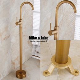 Bathroom Sink Faucets Antique Floor Stand Basin Faucet Bathtub Tap Shower Mixer Brass Set Luxury