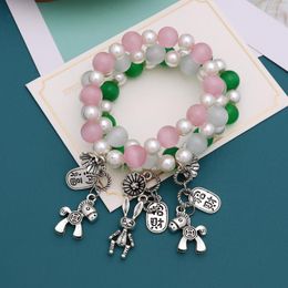 Strand Beads Bracelets For Women Girls Jewellery Cartoon Wood Children Cute Animal Fruits Kids Party Gift