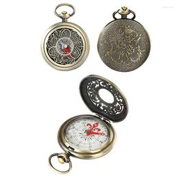 Outdoor Gadgets Vintage Bronze Compass Pocket Watch Design Hiking Navigation Mountaineering Camping Portable Flip Compasses