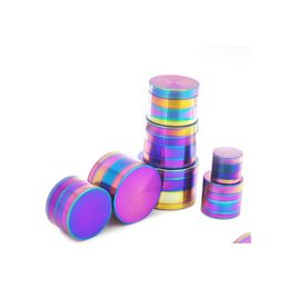 Accessories Rainbow Tobacco Crusher Herb Grinder 4 Piece 50Mm Smoking Set Aluminium Alloy Pollen Press Catcher Metal Grinders Zwl247 Otnfo