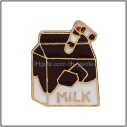 Pins Brooches Customized Milk Box Bk Enamel Brooch Creative Insignia Alloy Clothing Charms Accessories Custom Jewelry Hard Dhgarden Dhpea