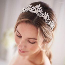 Copricapo Rotondo Lega d'argento Bianco Strass di alta qualità Diademi Forma d'onda Testa da sposa Corona Accessori Mariage