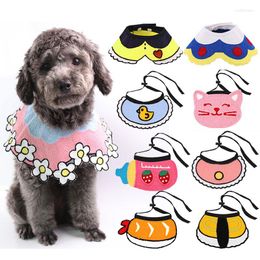 Dog Collars Cute Pet Saliva Towel Lace Button Cat Hand-Woven Triangle Scarf Accessories Kitten Bib Decorative Neckerchief