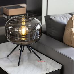 Table Lamps Modern Nordic Creative Glass Small Tripod Bedside Bedroom Chinese Style Lights Living Room Desk Lamp Black