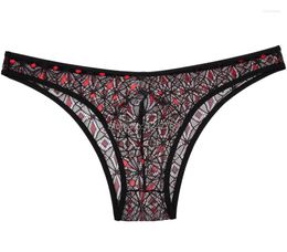 Underpants Comfy Men's Jacquard Bordered Briefs Rhombic Lace Mini Pants Pouch Soft Bikini Short Underwear