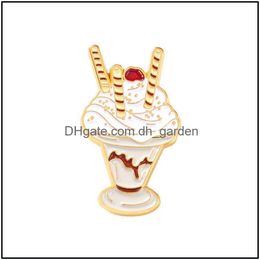 Pins Brooches Customized Ice Cream Hard Enamel Pin Cartoon Bk Brooch Creative Luxury Women Badge Cool Drink Metal Cute Whol Dhgarden Dh379