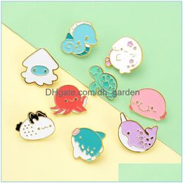 Pins Brooches Turtle Octopus Cute Small Funny Enamel Pins For Women Girl Men Christmas Gift Demin Shirt Decor Brooch Pin Me Dhgarden Dht1F