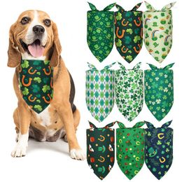 Dog Apparel Pet ST Patrick's Day Cat Scarf Clover Bandana Lucky Washable Accessories Green Bib Triangular Saliva Towel Grooming Supply
