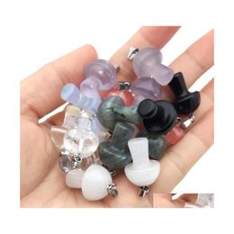 Arts And Crafts Glass Stone Carving Mushroom Shape Charms Pendant Reiki Healing Crystal Quartz For Women Jewelry Making Sports2010 D Dhnov