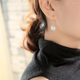 Dangle Earrings BALANBIU Elegant Shiny Bohemia Culture Pearl Crystal Drop Earring For Women Gold Colour High-quality Fashion Jewellery