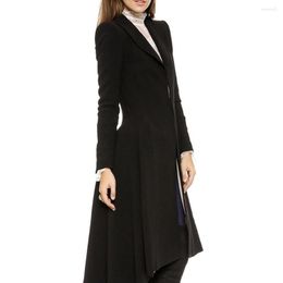 Women's Wool Spring 2022 Thin Coat Women Office Wear Long Coats Winter Black Party Ladies Fashion Simple Elegant Overcoat