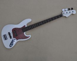 4 Strings White Active Electric Bass Guitar with Rosewood Fingerboard Can be customized