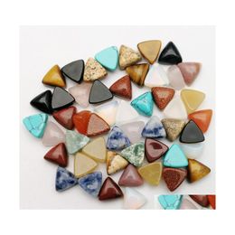 Arts And Crafts 10Mm Natural Stone Triangle Cabochon Beads Rose Quartz Turquoise Stones For Reiki Healing Crystal Ornaments Jewelry Dhhnk