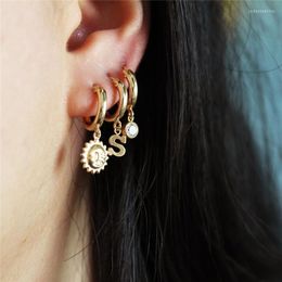 Hoop Earrings Real 14K Gold Filled Zircon Fine Jewelry 15MM Brincos Pendientes Oorbellen Boho