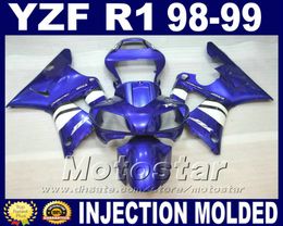 Stampo iniezione per il 1998 1999 Yamaha R1 kit carenati blu bianco 98 99 yzf r1 carenati yzfr1 kit per il corpo a buon mercato 7 regali3037236