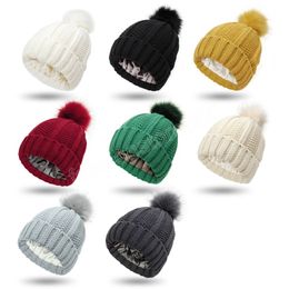 Women Winter Protective Hairstyle Stretch Knit Hat Fashion Satin Lining Beanie Hats Female Outdoor Solid Keep Warm Casual Cap