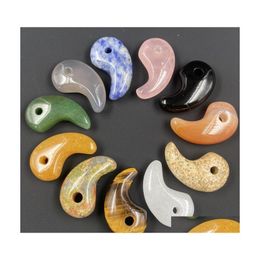 Arts And Crafts Eight Diagram Comma Shape Natural Stone Charms Agate Crystal Turquoises Jades Opal Stones Pendant 30X18Mm Sports2010 Dhav3