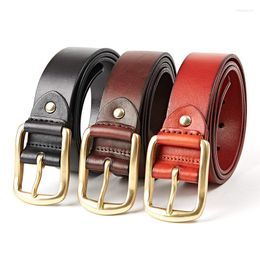 Belts 143 Fashion Top Layer Leather Belt Wide Men's Business Solid Color Pin Buckle