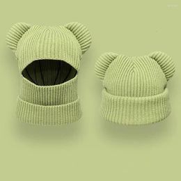 Ball Caps Women Wool Pullover Knitted Hat Ski Sets Windproof Winter Outdoor Thick Scarf Collar Warm Keep Face Warmer Beanies