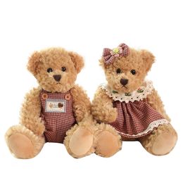 2pcs/lot 26cm Lovely Couple Teddy Bear Peluche Toys Kawaii Dress Bear Dolls Stuffed Soft Toy for Girls Baby Girlfriend Gifts