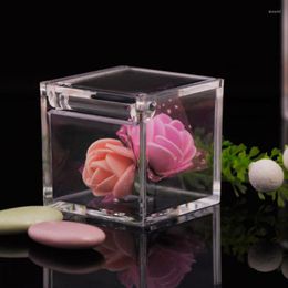 Gift Wrap 12 PCS Candy Box Square Flip Cookies Snack Storage Clear Transparent Plastic Boxes Party Favours Gifts Packing Creative