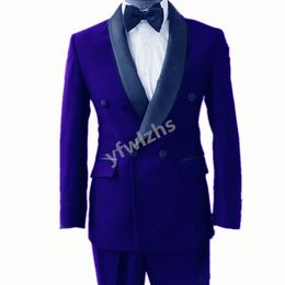 Wedding Tuxedos Double-Breasted Mens Suit Shawl Lapel Formal Business Mens Jacket Blazer Groom Tuxedo Coat Pants 2107