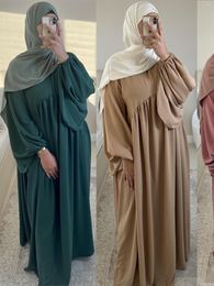 Ethnic Clothing Ramadan Eid Elastic Cuff Sleeve Muslim Dress Robes Musulmane Abaya Elegant Soft Arab Worship Service Wy796