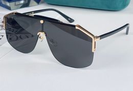 0291 Oversized Shield Sunglasses Gold/Grey Sunglass Velvet case Women Men Summer Sun Glasses Shades outdoor UV400 Protection Eyewear