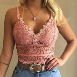 Camisoles Tanks Floral Bralette Padded Push Up Lace Bras for Women Sexy Lingerie Corset Camis Underwear Wirefree Sheer Bra Crop Tops