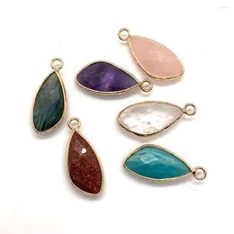 Charms 2pcs Natural Stone Irregular Faceted Lapis Lazuli Amethyst Pendant DIY Jewelry Fashion Necklace Bracelet Women Gift 11x25mm