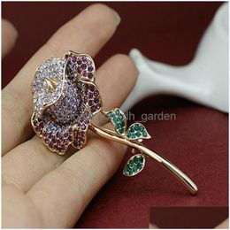 Pins Brooches Elegant Clear Rhinestone Crystal Rose Flower Shiny Rhinestones Brooch Pin Cor 610 Z2 Drop Delivery Jewellery Dhgarden Dhcso